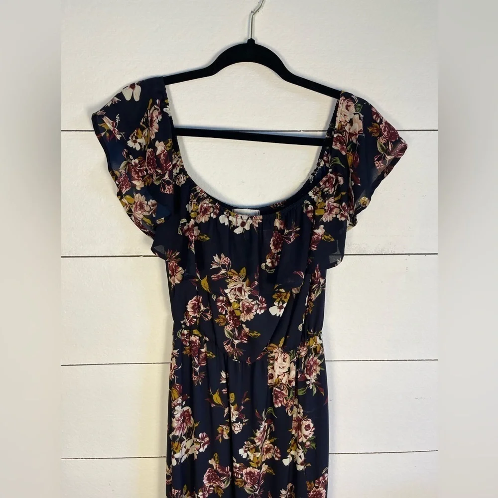 Navy Long Floral Off The Shoulder Dress by Altar’d State Size Small
